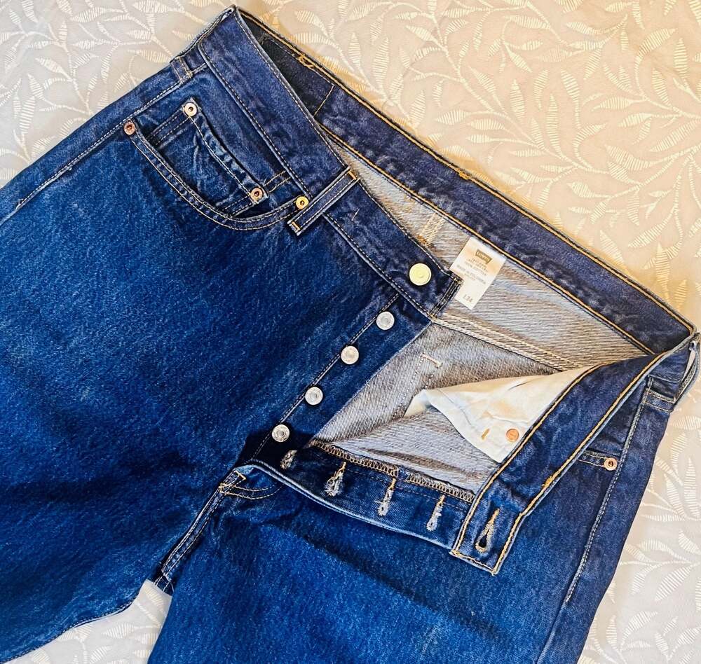 Vintage Levi's 501 Button Fly Jeans, W36 L34, Straight Fit Made in Colombia